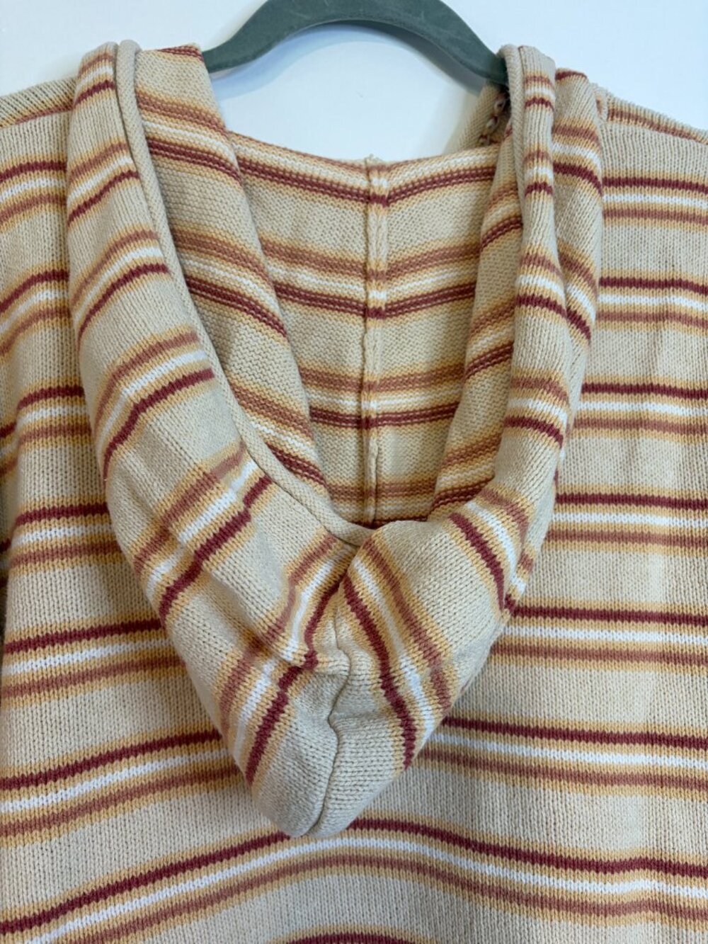 Roxy Side Swipe Poncho Hoodie In The Tapioca Retro Rays Stripe Colorway - Picture 6 of 6